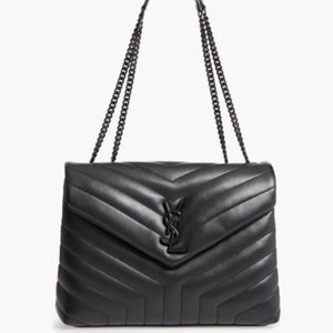 YSL Medium LouLou Matelassé Leather Shoulder Bag Like New All Black